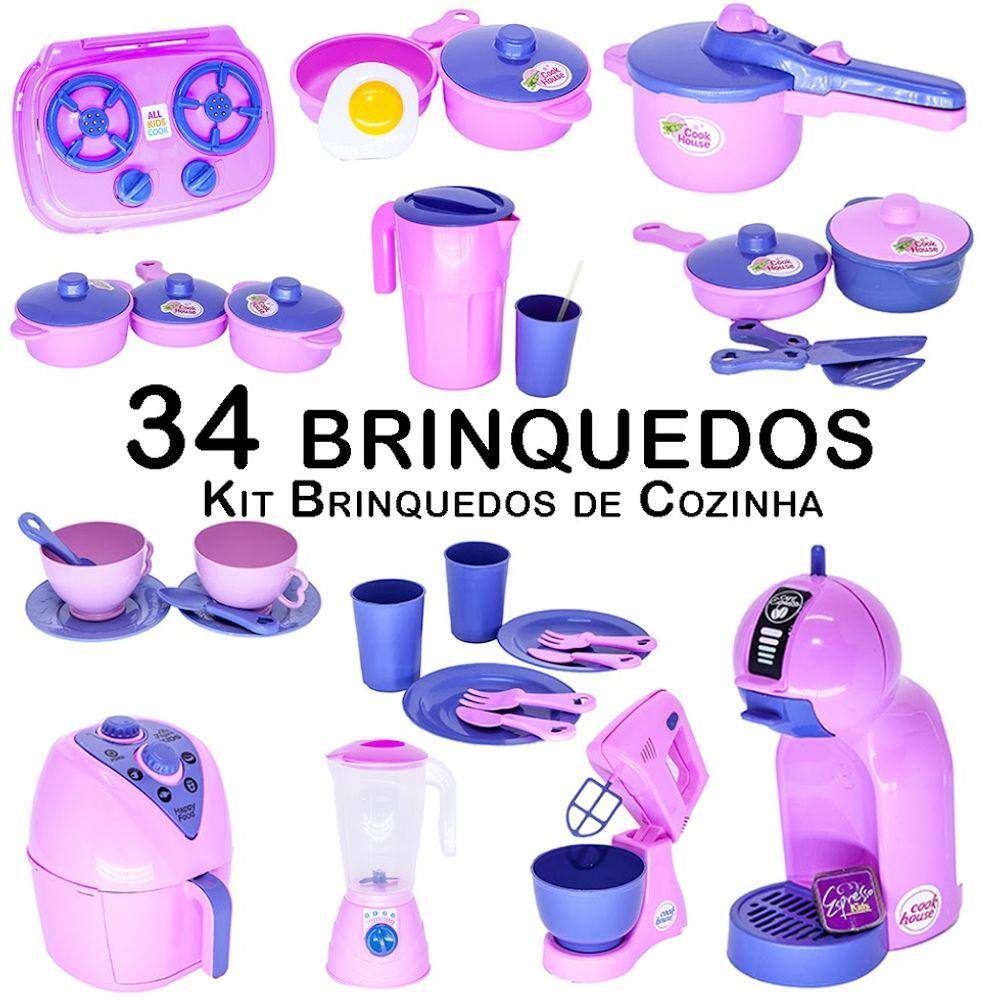 Kit Cozinha Infantil Fogão Jogo de Panela Comida Prato 20pç