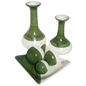 Jogo De Vasos Par Long Pipe E Centro De Mesa 3 Elementos Verde