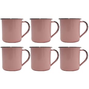 Jogo 6 Canecas Xícaras De 70ml Chá Café Esmaltadas Cozinha Rosa