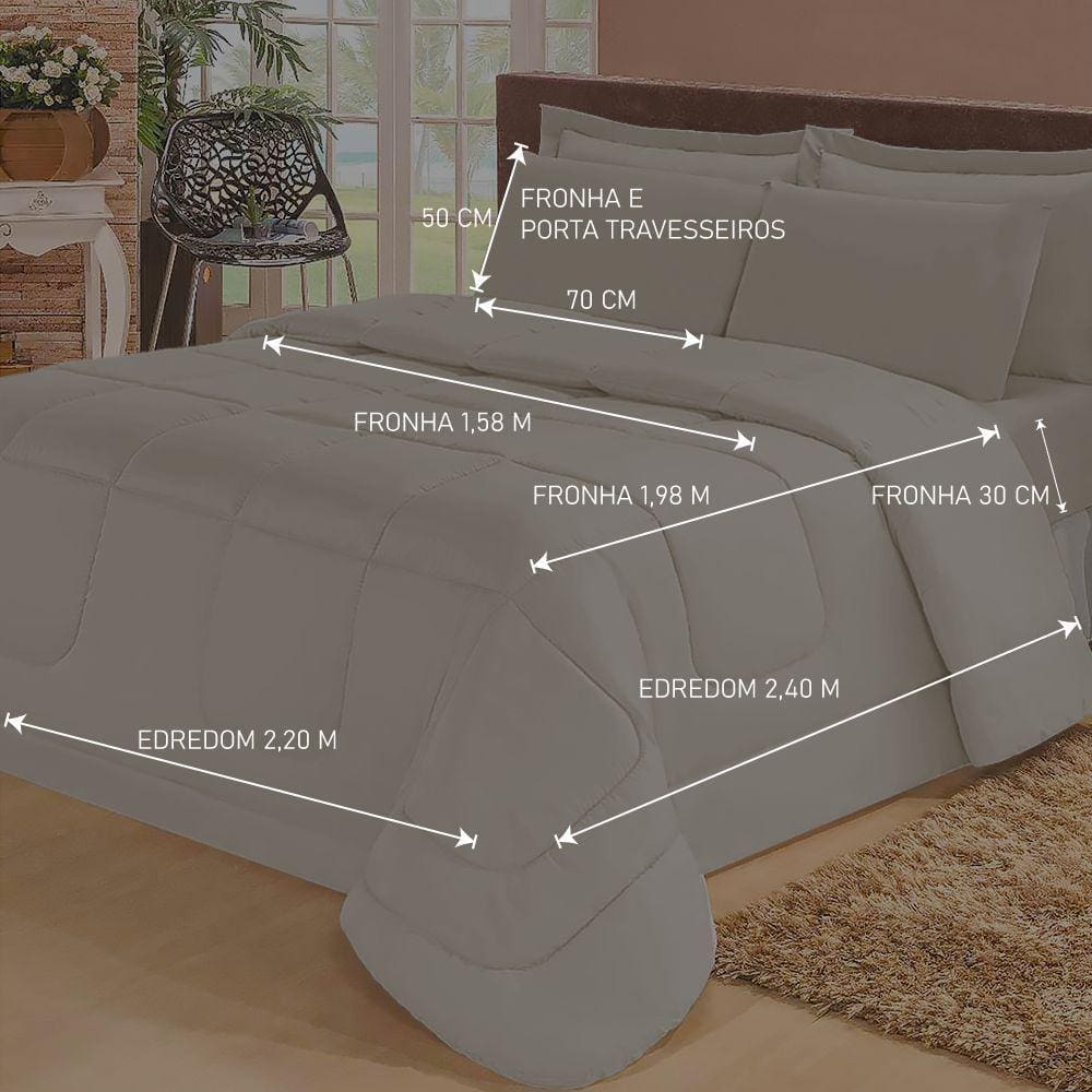 Jogo de Cama Queen com Edredom Lençol Fronha Função Cobre Leito e Cobertor