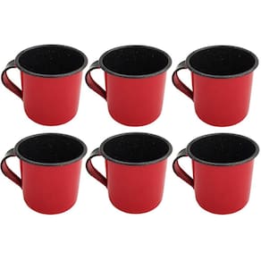Jogo 6 Xícaras Café Caneca Esmaltada 400ml Caneca de Agata Vermelho