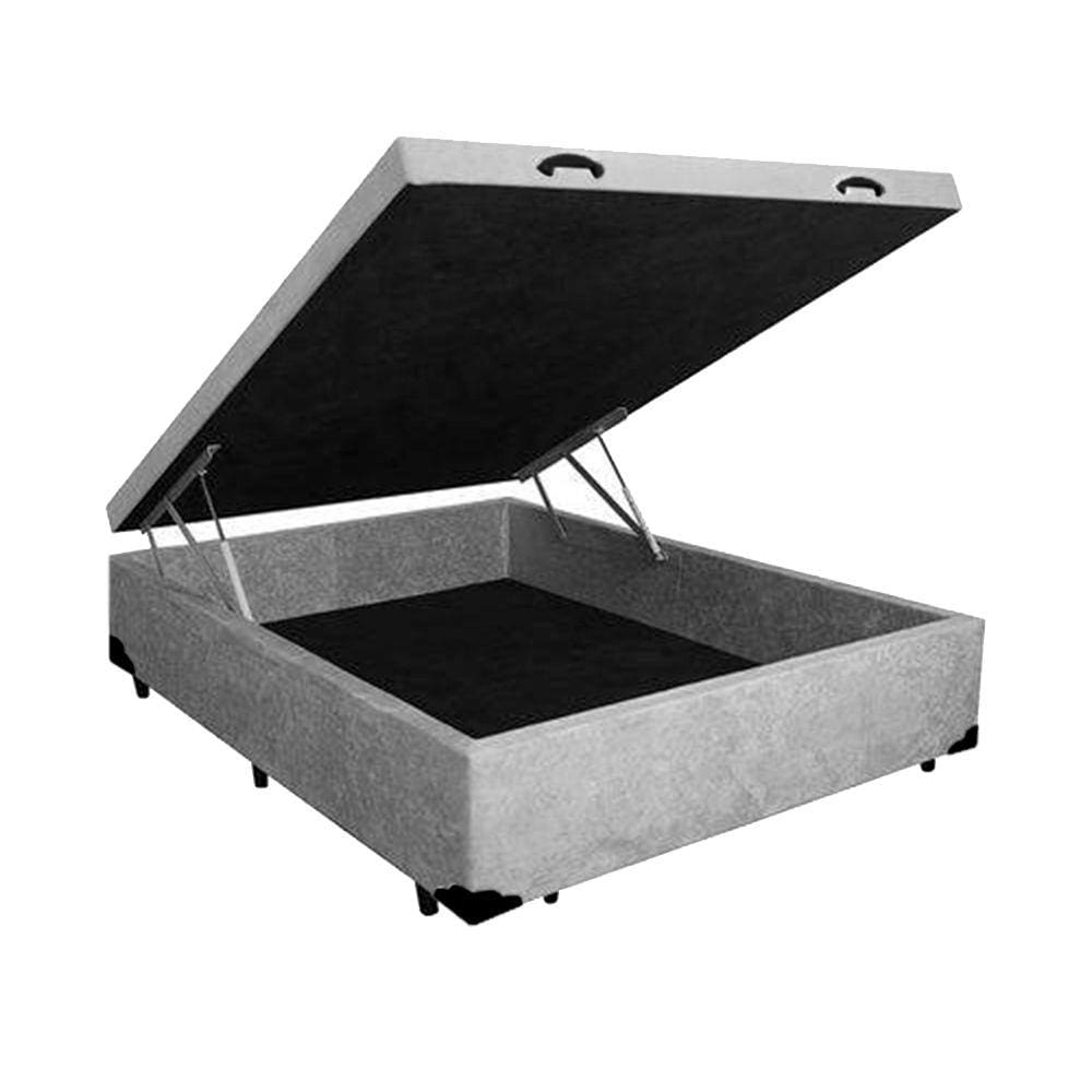 Cama Box Baú Casal NK Camas Suede Cinza 49x138x188