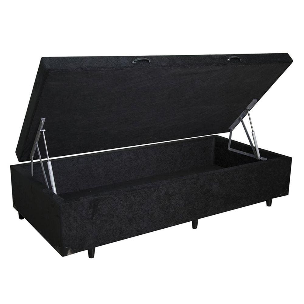 Cama Box Baú Solteirão NK Camas Suede Preto 49x96x203