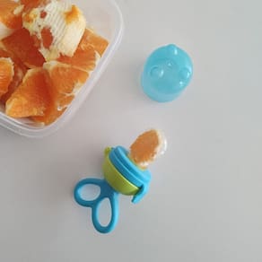Chupeta Alimentação para Bebes Porta Frutinha Comer Fruta Buba Azul