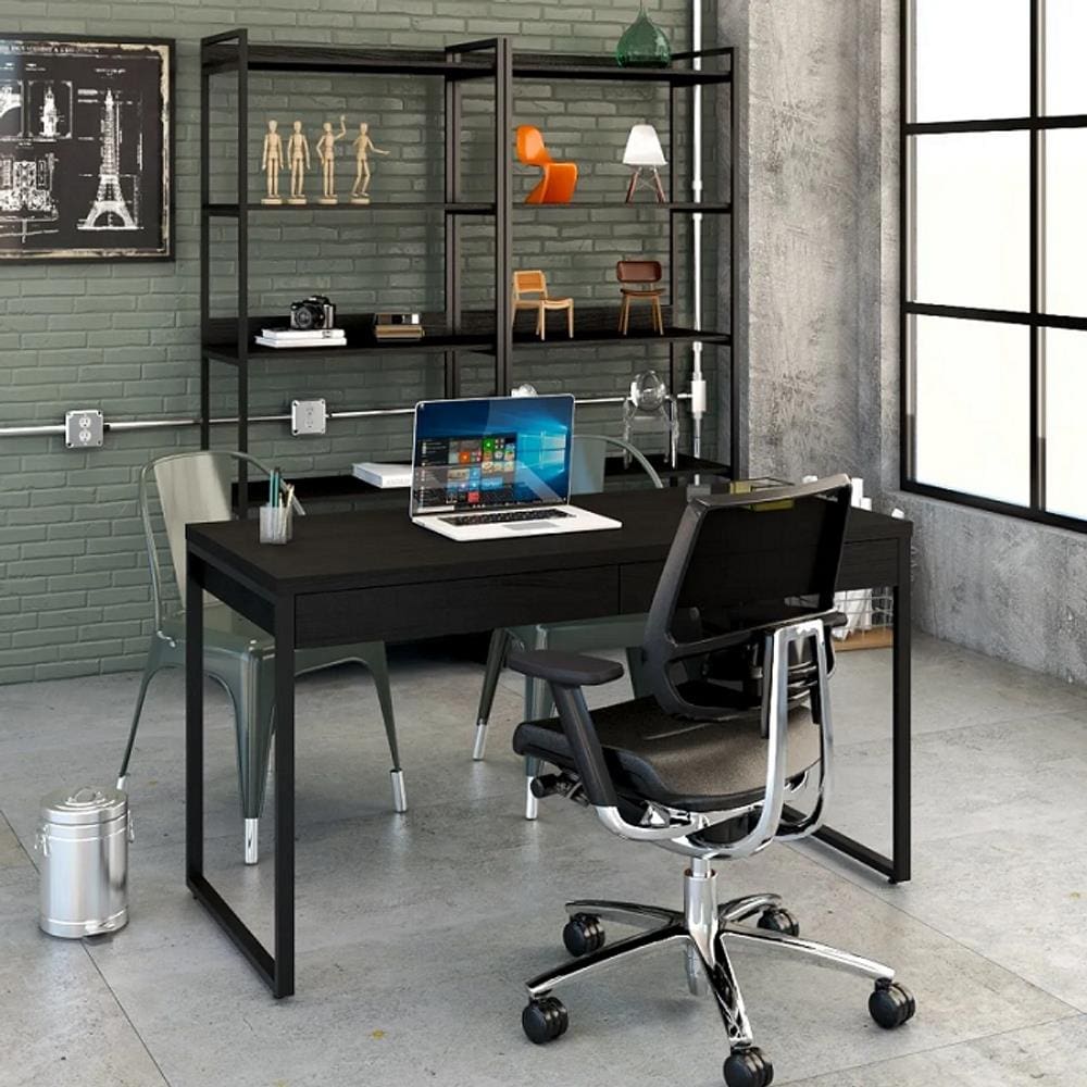 Mesa Escritório Office Estilo Industrial 1,10 M C/ 2 Gavetas
