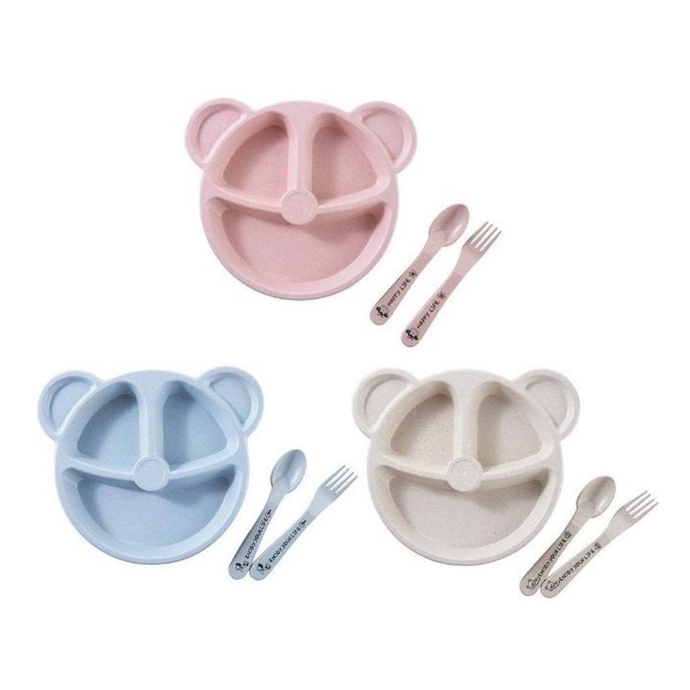 Prato Ecologico Infantil Com Diviórias e Talheres Livre BPA