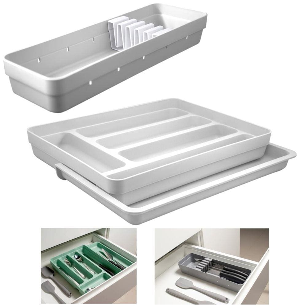 Kit Organizador Gavetas Talheres C/ Extensor Porta Talher Facas Cozinha Logic - Ou