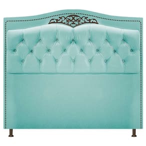 Cabeceira Estofada Yasmim 90 Cm Solteiro Suede Azul Tiffany