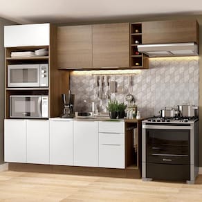 Cozinha Completa Madesa Stella 290002 com Armário e Balcão - Rustic/Branco/Rustic