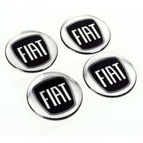 Jogo 4 Emblema Adesivo Calota Fiat Argo Resinado Preto 48Mm