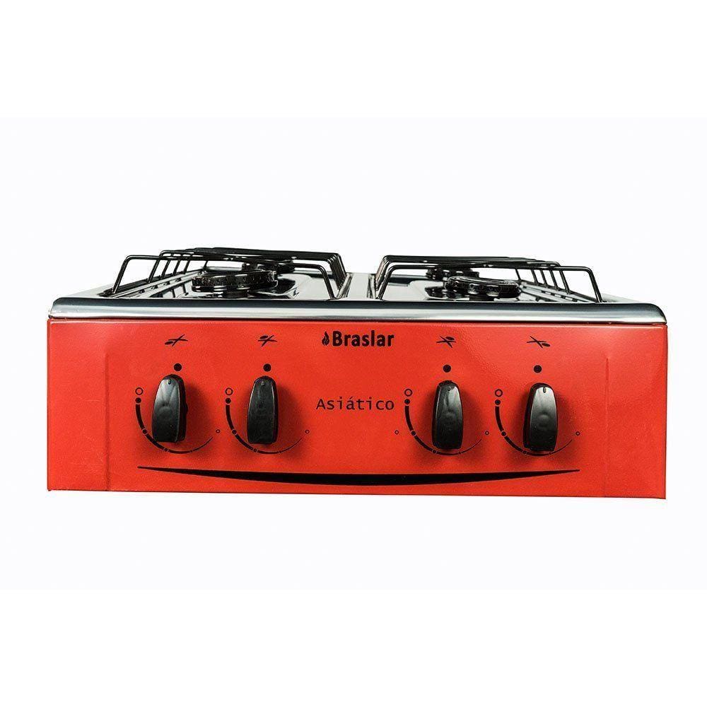 Fogão 4 Bocas Braslar Asiático Jr Vermelho