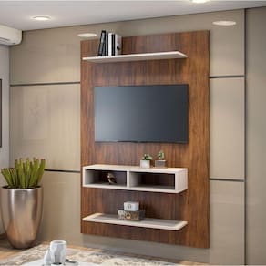 Painel Para Tv De Até 43 Polegadas Byte Delta Imbuia Off White Viero Móveis
