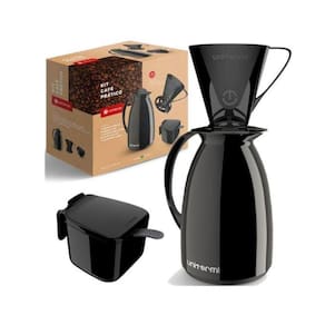 Kit Café Prático Preto Garrafa Açucareiro Suporte De Filtro