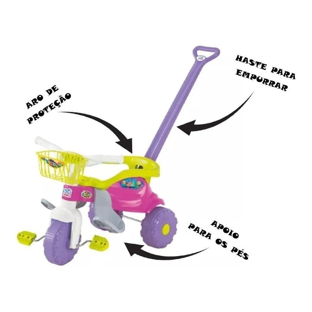 Triciclo Velotrol Infantil Bebe Motoca Rosa Menina Cestinha