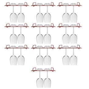 Kit 10 Organizadores Suspensos Para Taças 25cm Suportes Porta Taças Retos Rose Gold