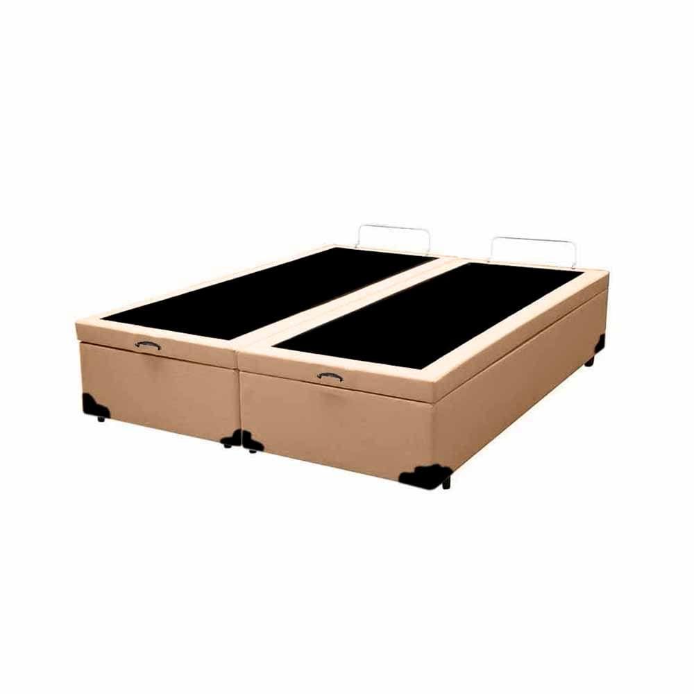 Cama Box Baú King Bipartido NK Camas Sintético Bege 49x193x203