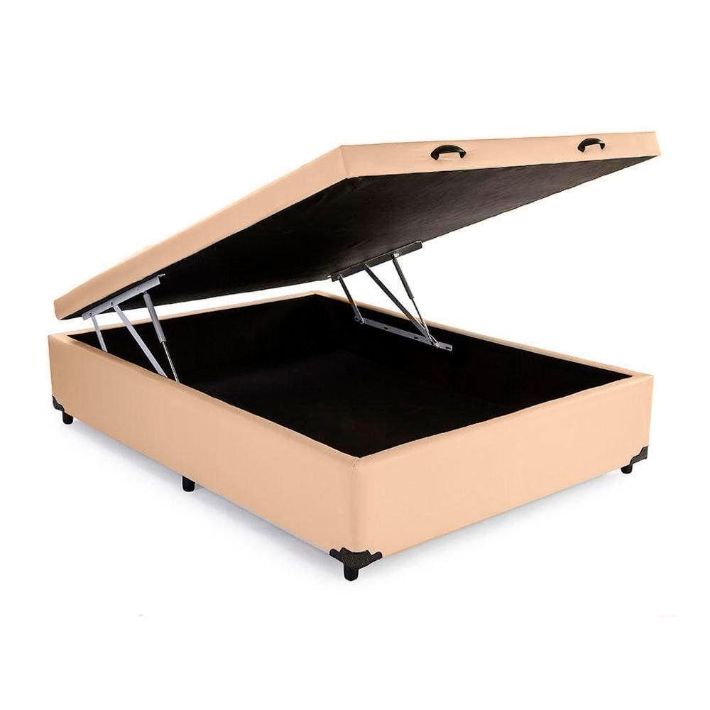 Cama Box Baú Blindado Viúva NK Camas Sintético Bege 49x128x188