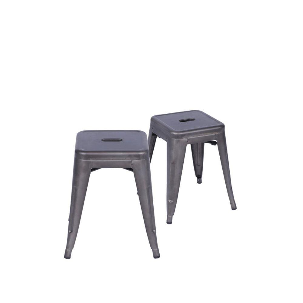 Kit 02 Banquetas Boxbit Titan Tolix Baixa em Aço Pintura Epoxi Bronze