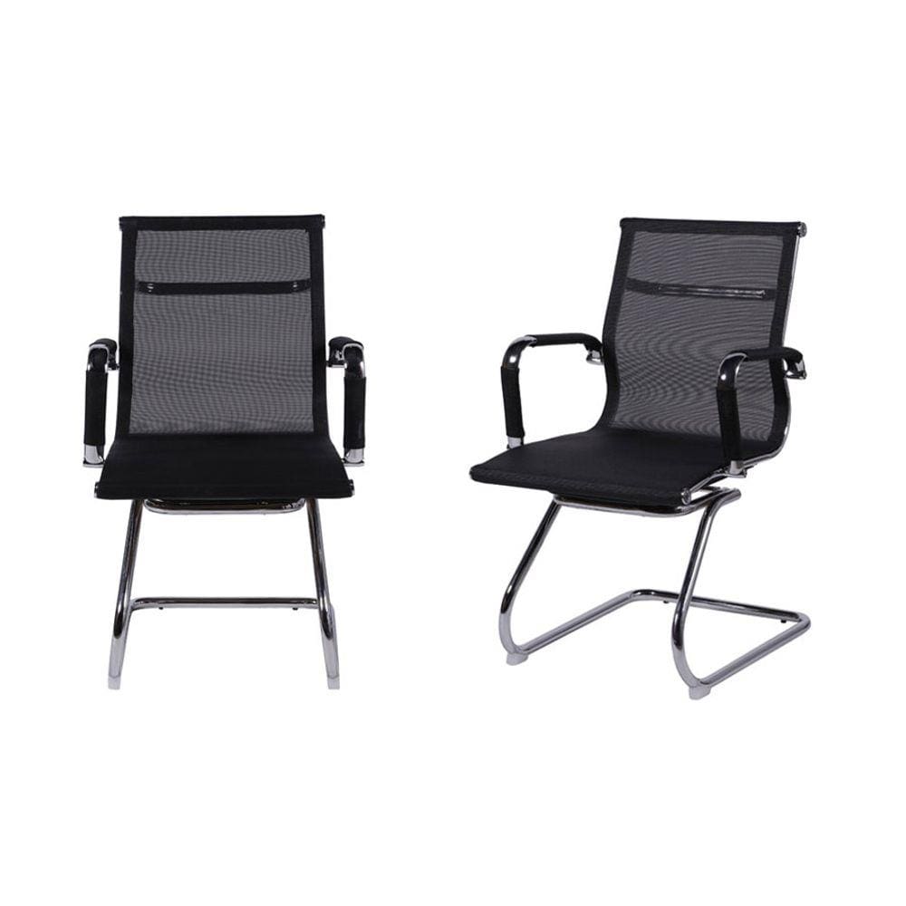 Kit 02 Cadeiras Boxbit Eames Office Tela Fixa Preta