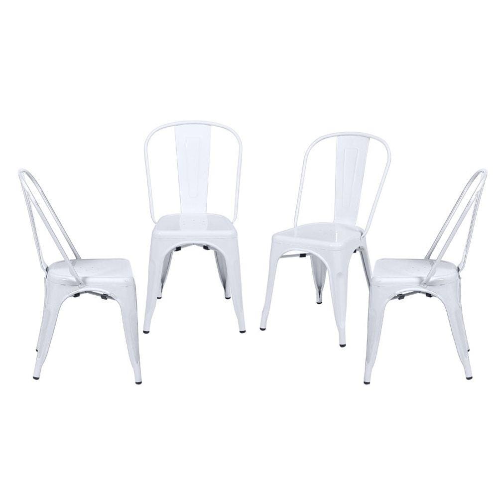 Kit 04 Cadeiras Boxbit Titan Tolix Estrutura em Aço Pintura Epoxi Branca