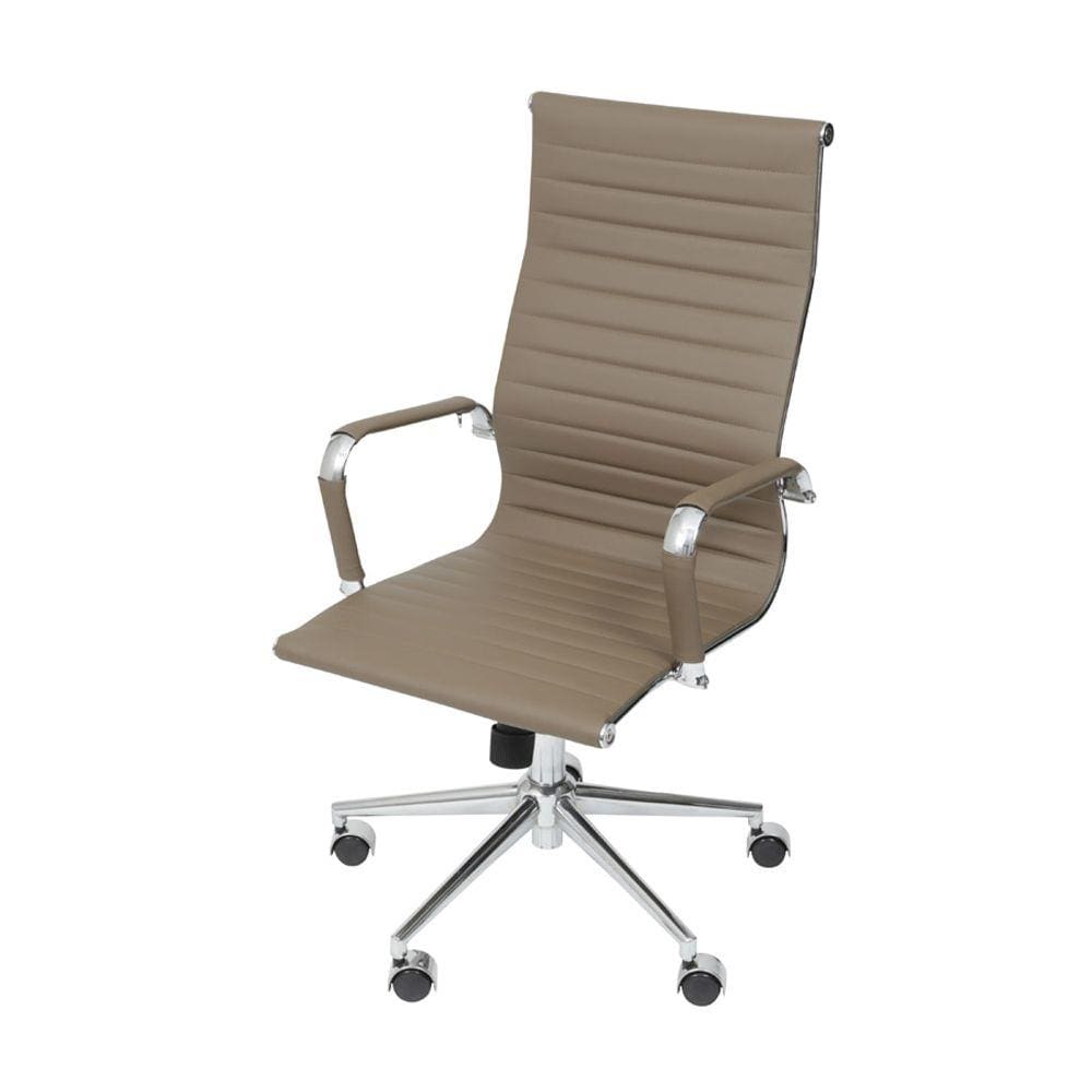 Cadeira Boxbit Eames Office Esteirinha Alta P.U. Caramelo Base Rodízio Cromada