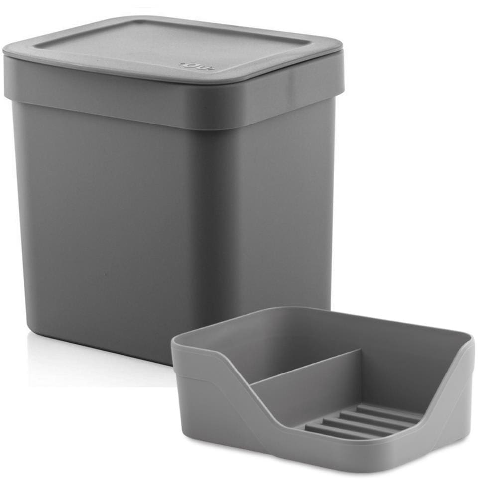 Kit Cozinha Organizador Pia Porta Detergente Bucha + Lixeira 4,7 Litros - Ou