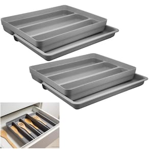 Kit 2 Organizador Gaveta Extensível Divisor Porta Utensílios Talheres Cozinha - Ou