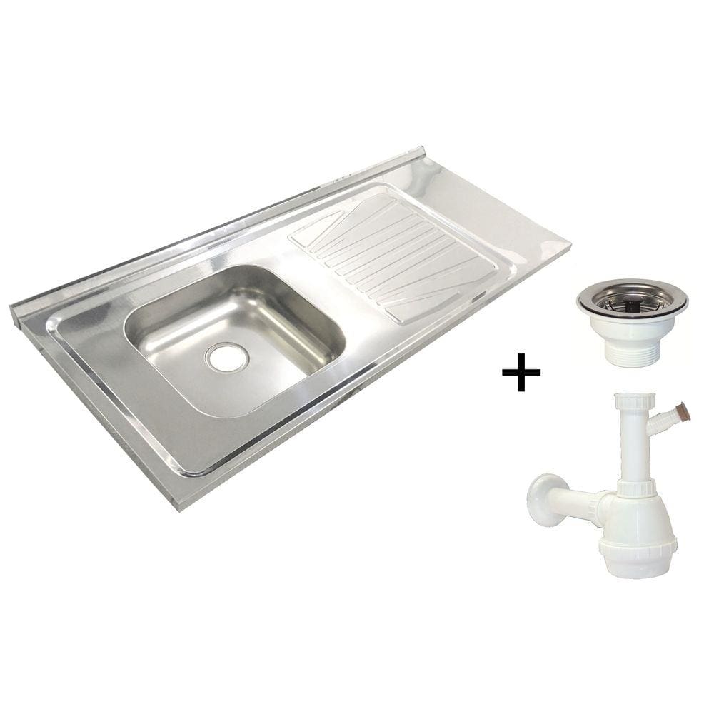 Pia Inox Fabrinox PSD1200E 120x52cm, cuba esquerda, válvula e sifão