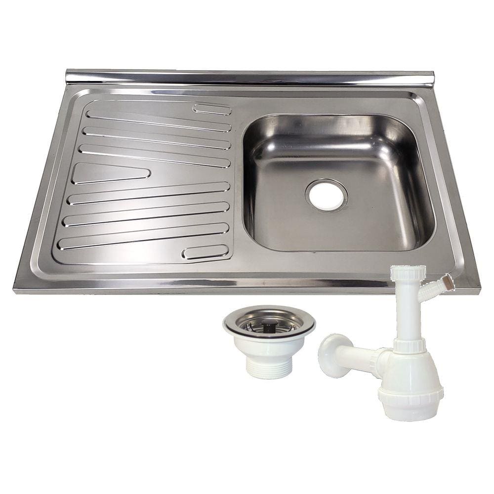 Pia Inox Fabrinox PSD800D 80x52cm, cuba direita, válvula e sifão