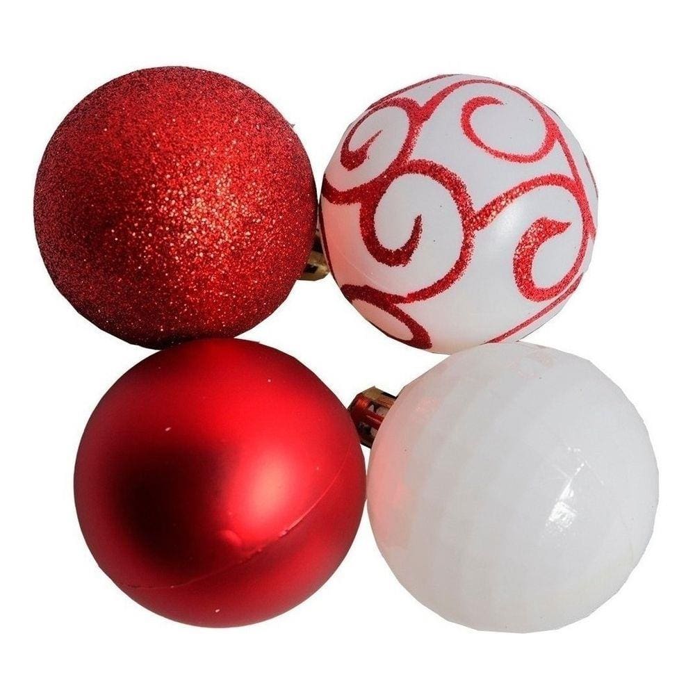 Bola de Natal Vermelho Mista Fosca/Lisa/Glitter/Decorada C/40 PCS 5cm