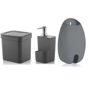Kit Cozinha Lixeira 2,5 Litros Dispenser Porta Detergente Dispenser Sacolas - Ou