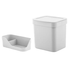 Kit Lixeira 4,7 Litros Cesto De Lixo Organizador Pia Porta Detergente Esponja Branco - Ou