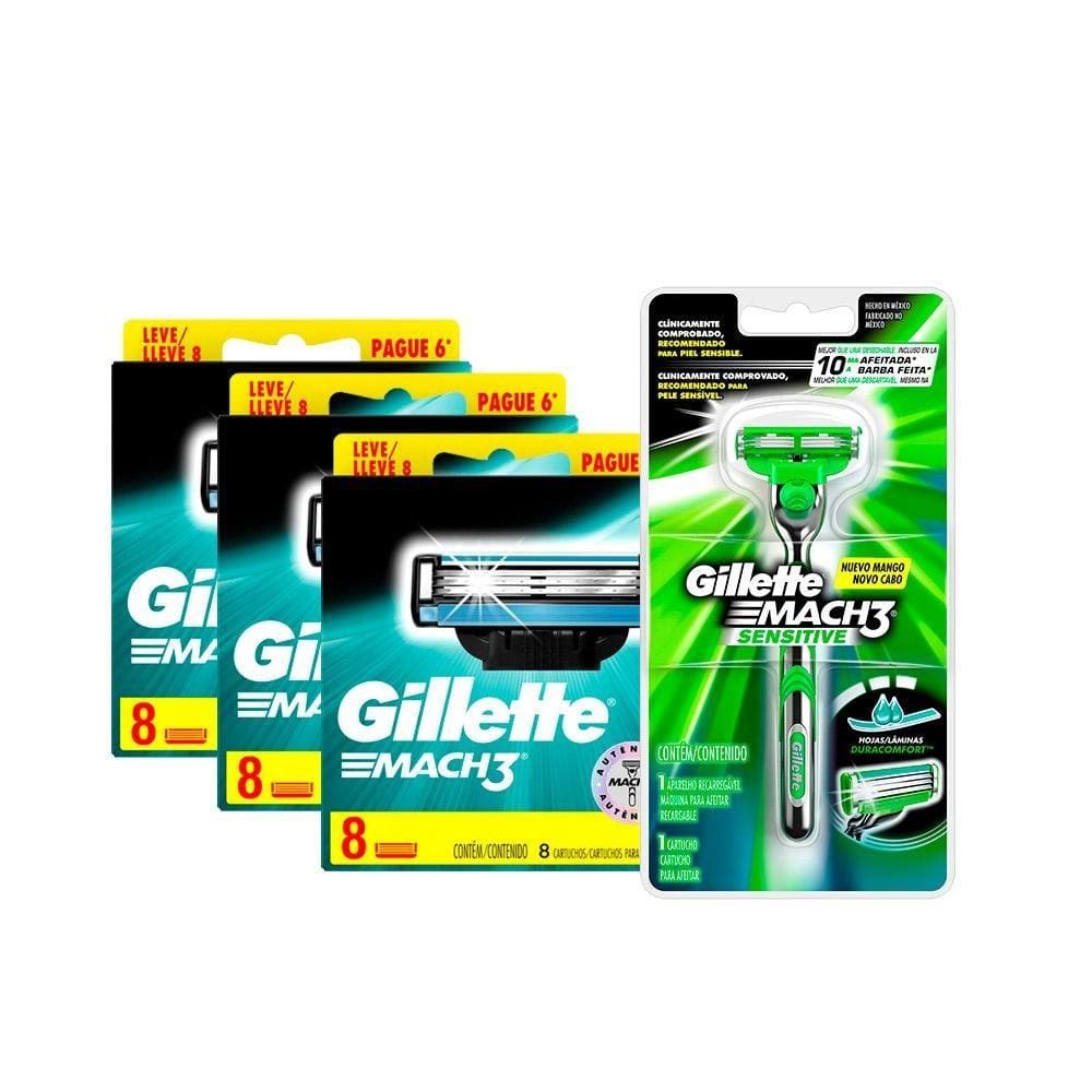 Kit Carga Mach3 Regular com 24 + Aparelho Sensitive