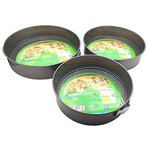 Kit 3 Formas Antiaderente Teflon Fundo Removível Assadeira Redonda 24cm 26cm 28cm