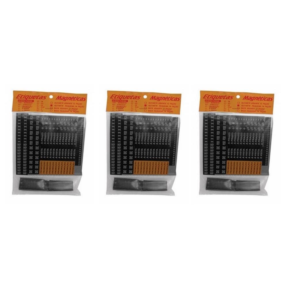 Kit Triplo De Etiquetas Magneticas Pequenas C Base P Vitrine