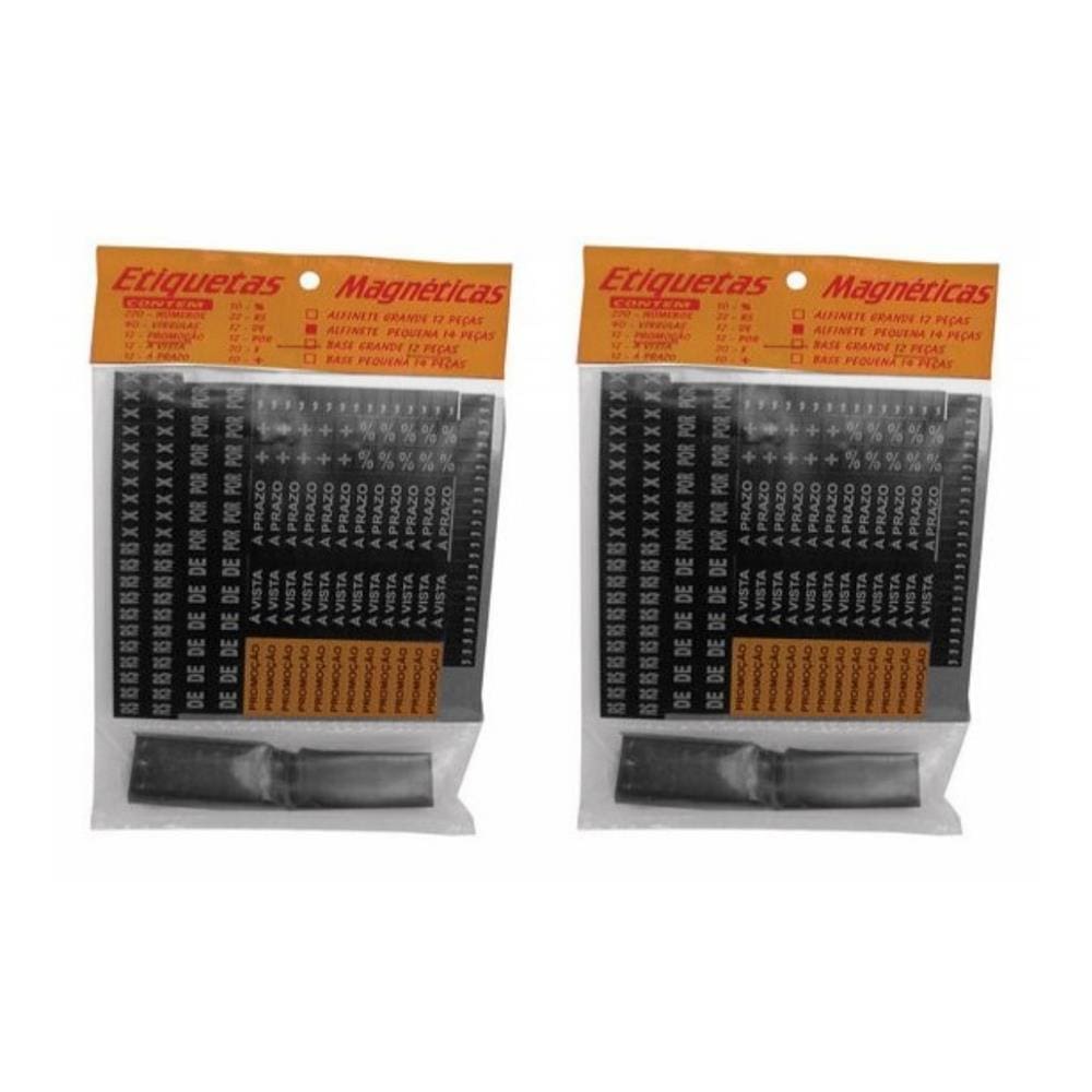 Kit Duplo De Etiquetas Magneticas Pequenas C Base P Vitrines