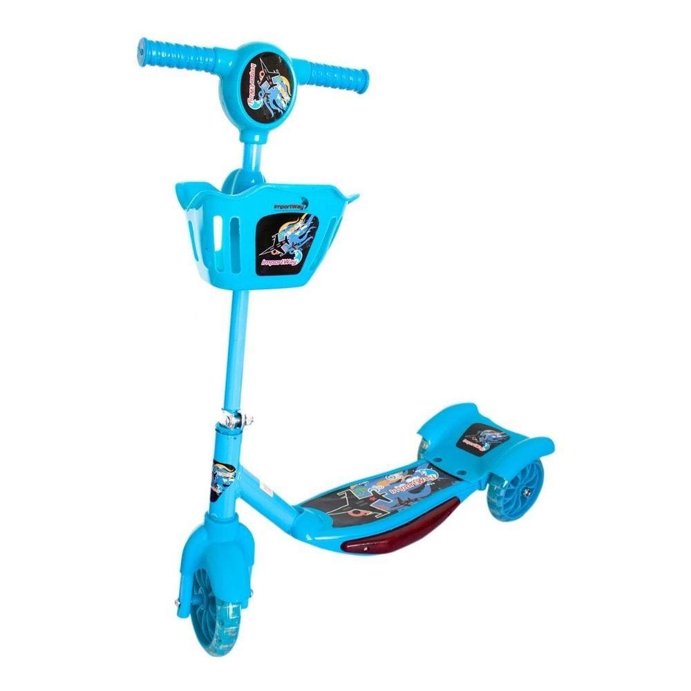 Patinete Infantil 3 Rodas Musical Som Cesta E Luz Luzes Oferta Azul Menino Importway