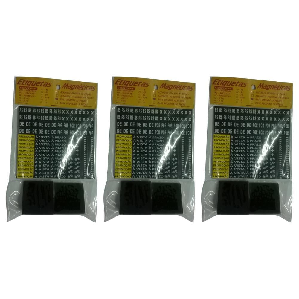 Kit Triplo De Etiquetas Magneticas Grande C Base P Vitrines