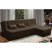 Sofá Cama King 5 Lugares 2,70m Alice Suede Marrom Adonai Estofados