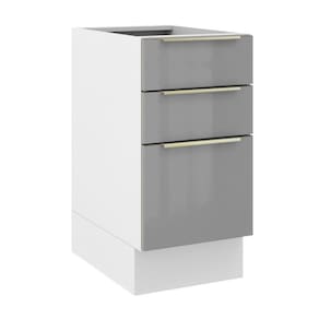 Balcão Lux 40cm 3 Gavetas Branco Cinza