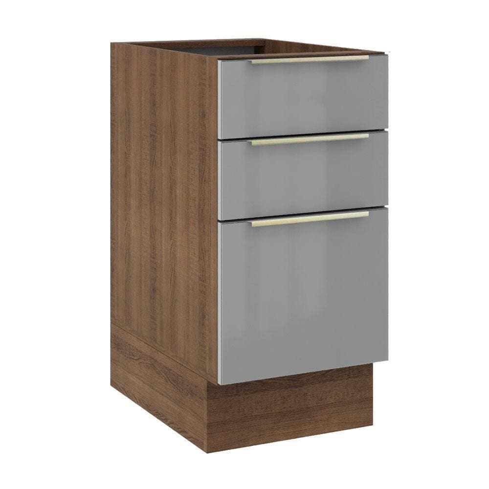 Balcão Lux 40cm 3 Gavetas Rustic Cinza