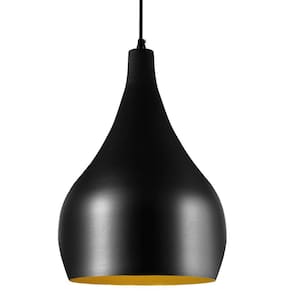 Pendente Luminária York G 29 X 23Cm Preto Fosco E Dourado (Ef) (X)