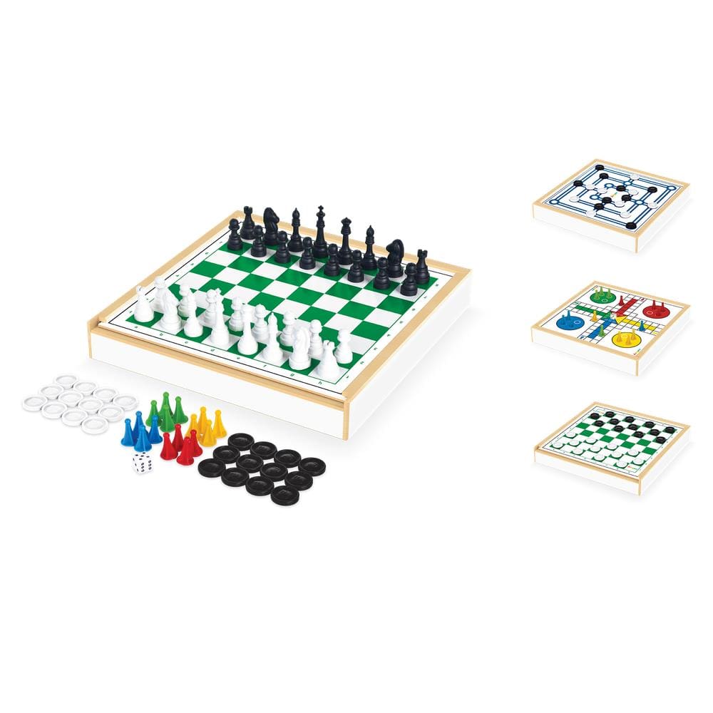 Jogo 5 em 1 Dama Xadrez Trilha Ludo Dominó Iob Artepinus Ref.056