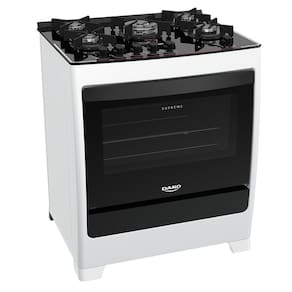 Fogão Piso Dako Supreme Glass 5Q Mesa de Vidro Branco Bivolt