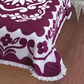 Colcha Casal Chenille Canelada Jolitex Flórida Vinho/Bege