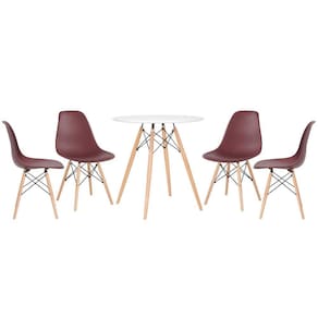 KIT - Mesa redonda Eames 70 cm branco + 4 cadeiras Eiffel DSW