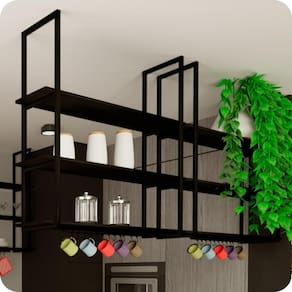 Prateleira Estilo Industrial Suspensa Teto Cozinha 1.20m PP