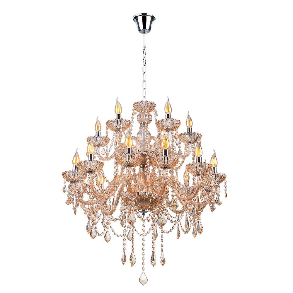 Lustre Candelabro Cristal Legítimo Maria Tereza Nice 18 Lâmpadas E14