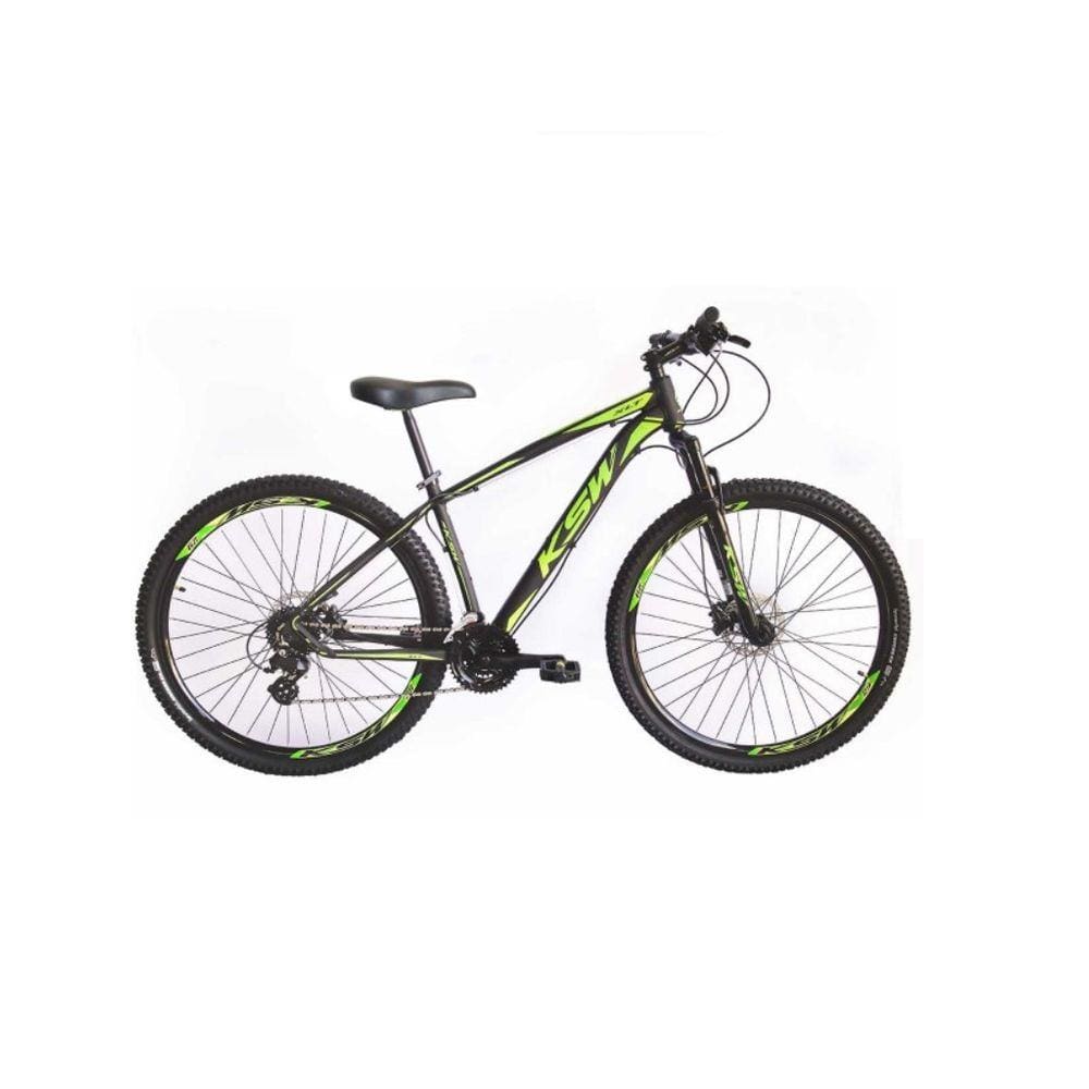 Bicicleta Aro 29 Ksw Xlt 21v Freio A Disco Suspensão Mountain Bike Alumínio - Preto/Verde