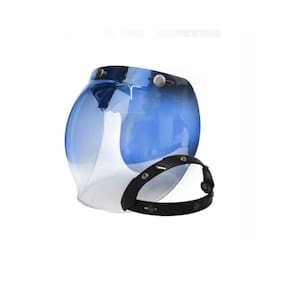 Viseira C/ Flip Capacete Moto Bolha Bubble Azul E Cristal